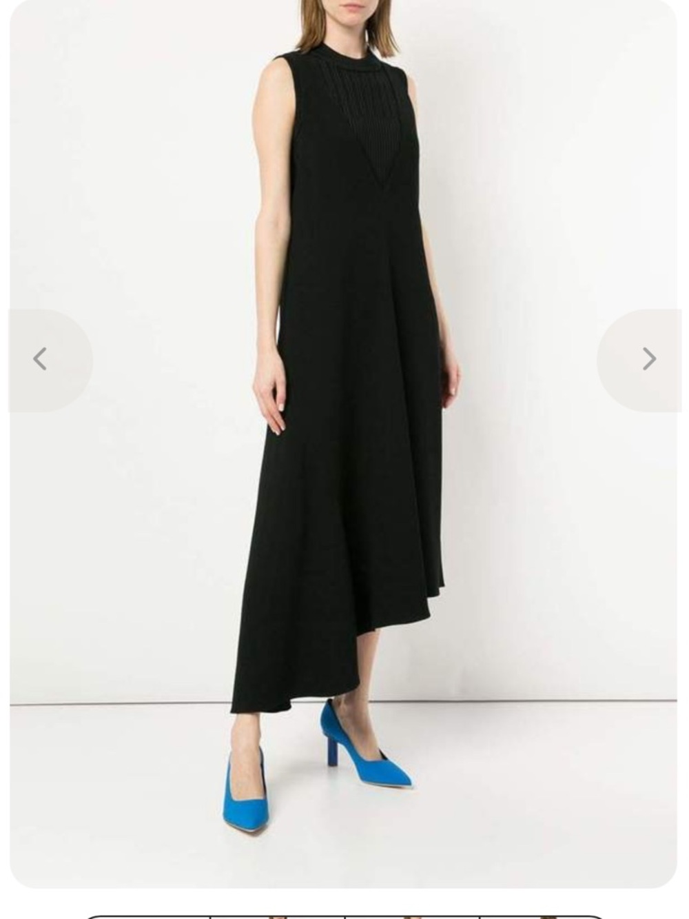 Tibi Black V-Neck Asymmetric Hem Women's Dress - Picture 3 of 9